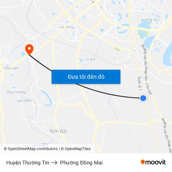 Huyện Thường Tín to Phường Đồng Mai map