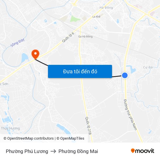 Phường Phú Lương to Phường Đồng Mai map