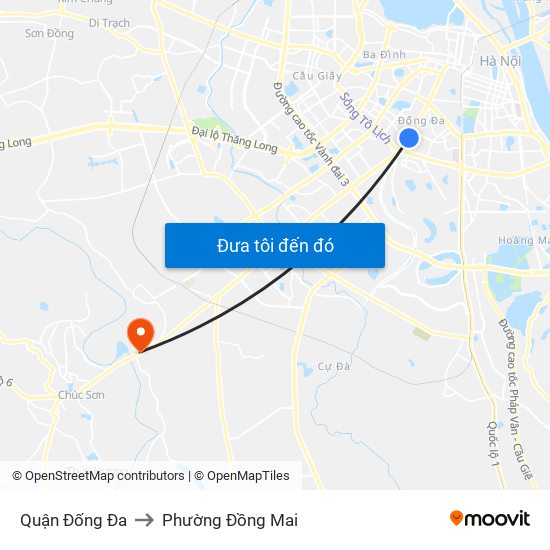 Quận Đống Đa to Phường Đồng Mai map