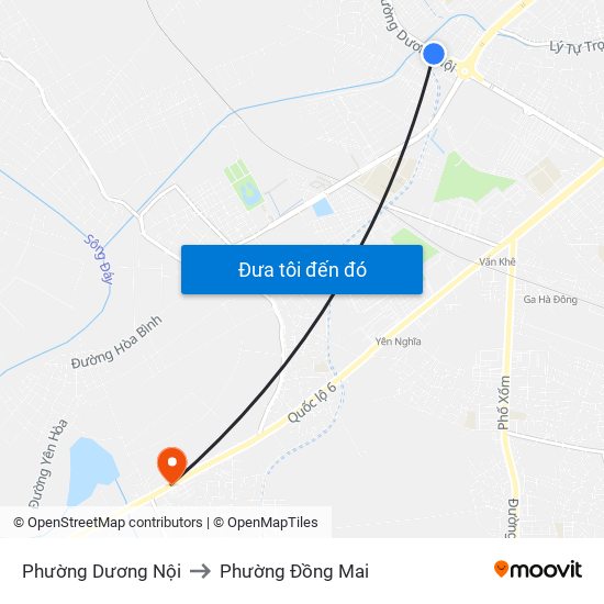 Phường Dương Nội to Phường Đồng Mai map