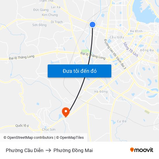 Phường Cầu Diễn to Phường Đồng Mai map