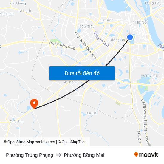 Phường Trung Phụng to Phường Đồng Mai map