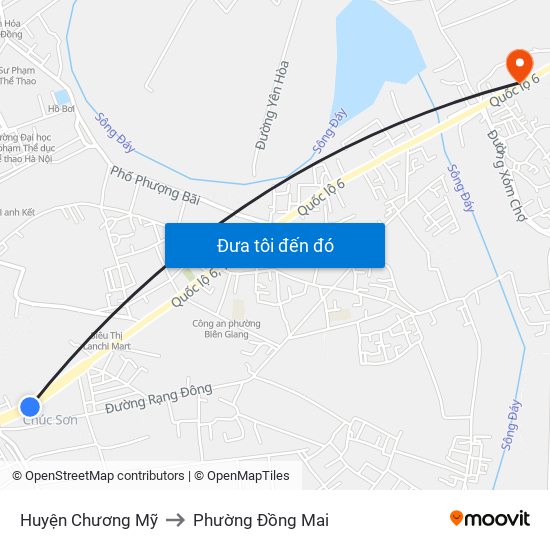 Huyện Chương Mỹ to Phường Đồng Mai map