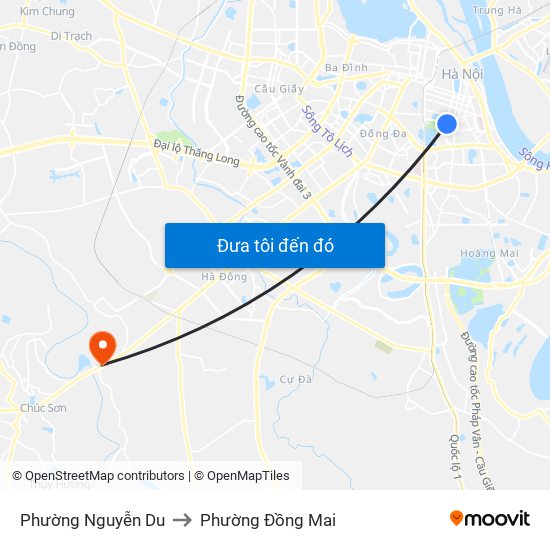 Phường Nguyễn Du to Phường Đồng Mai map