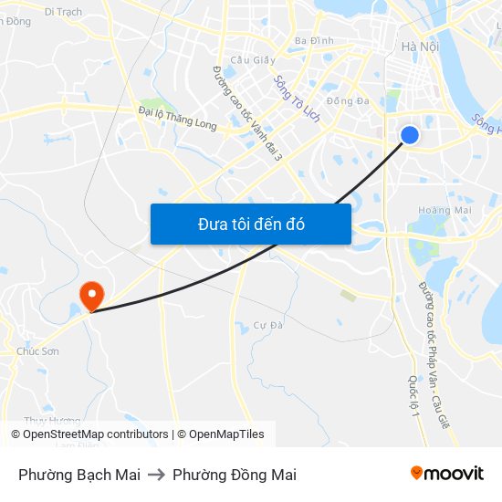 Phường Bạch Mai to Phường Đồng Mai map