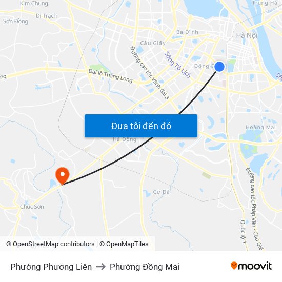 Phường Phương Liên to Phường Đồng Mai map