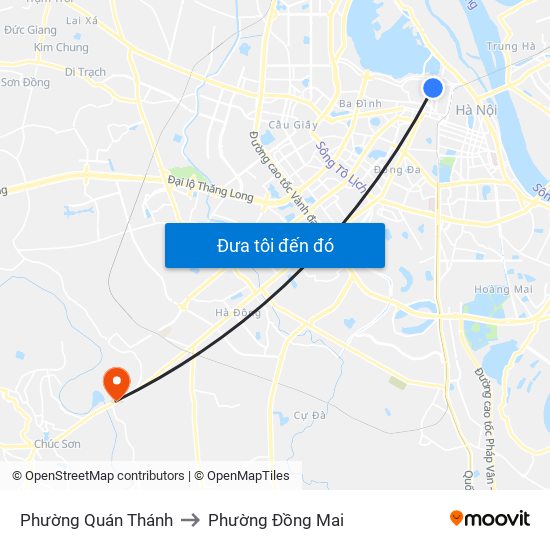 Phường Quán Thánh to Phường Đồng Mai map