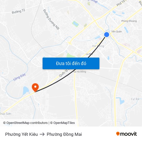 Phường Yết Kiêu to Phường Đồng Mai map