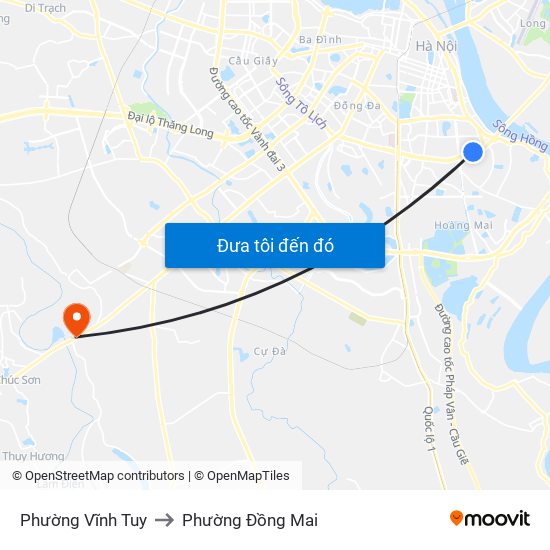 Phường Vĩnh Tuy to Phường Đồng Mai map