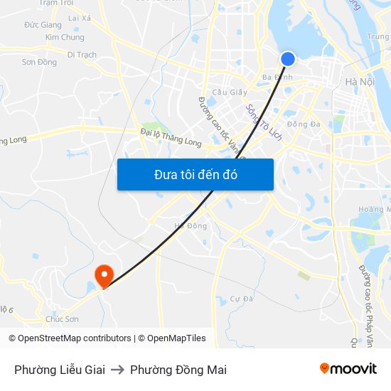 Phường Liễu Giai to Phường Đồng Mai map