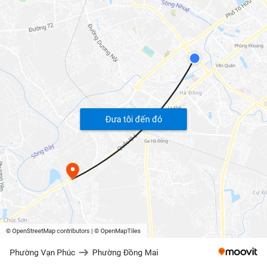 Phường Vạn Phúc to Phường Đồng Mai map