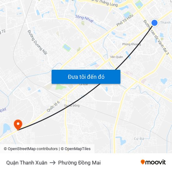 Quận Thanh Xuân to Phường Đồng Mai map