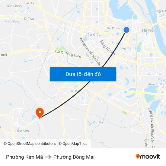 Phường Kim Mã to Phường Đồng Mai map