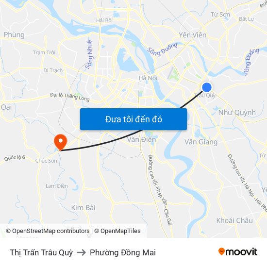 Thị Trấn Trâu Quỳ to Phường Đồng Mai map