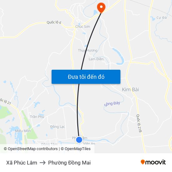 Xã Phúc Lâm to Phường Đồng Mai map