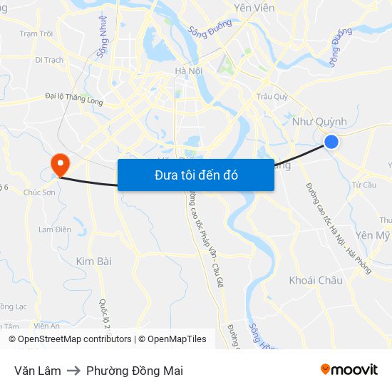Văn Lâm to Phường Đồng Mai map