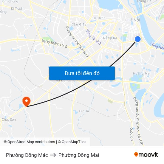 Phường Đống Mác to Phường Đồng Mai map