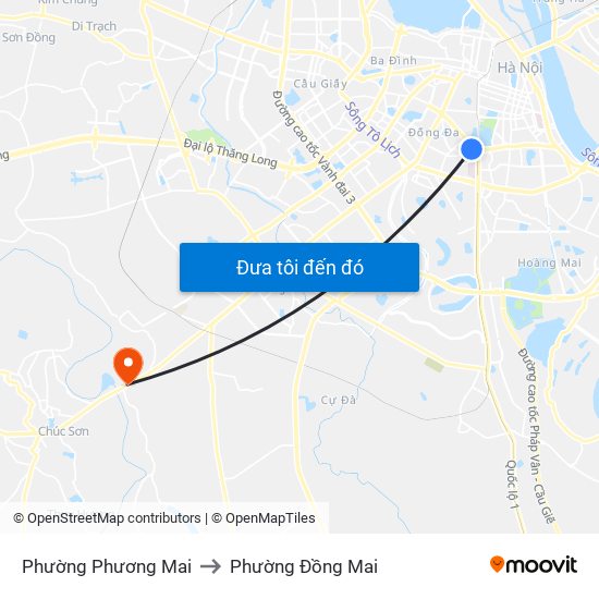 Phường Phương Mai to Phường Đồng Mai map