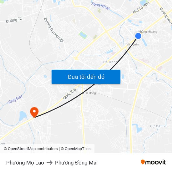 Phường Mộ Lao to Phường Đồng Mai map