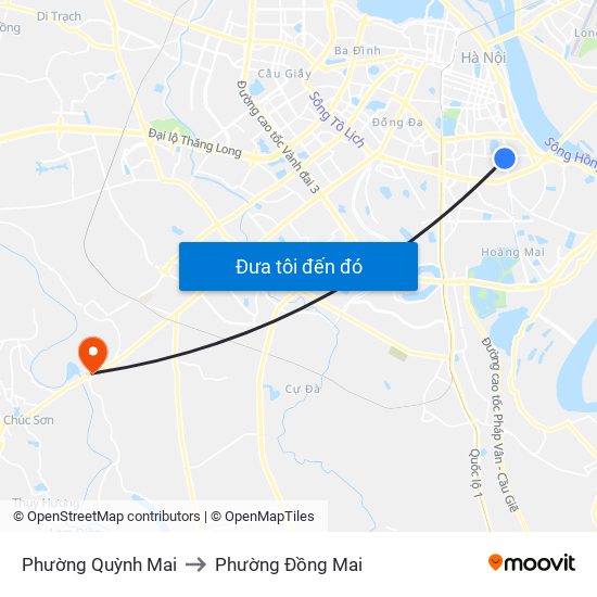Phường Quỳnh Mai to Phường Đồng Mai map