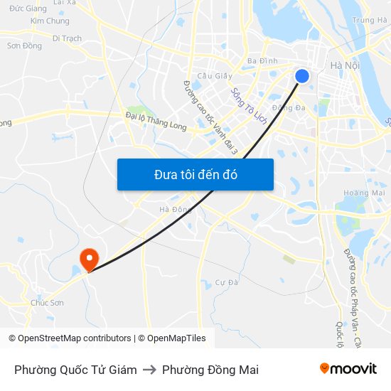 Phường Quốc Tử Giám to Phường Đồng Mai map