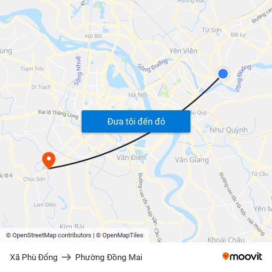 Xã Phù Đổng to Phường Đồng Mai map