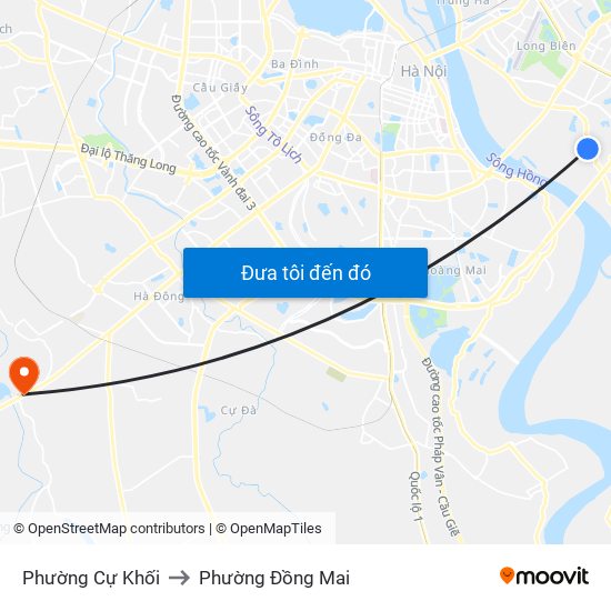 Phường Cự Khối to Phường Đồng Mai map