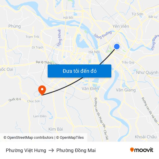 Phường Việt Hưng to Phường Đồng Mai map