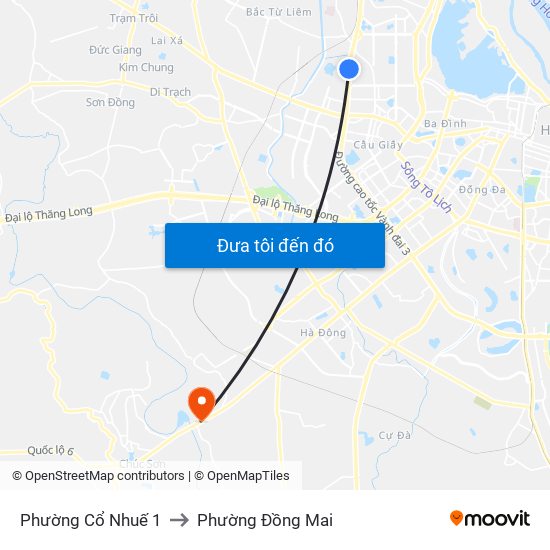 Phường Cổ Nhuế 1 to Phường Đồng Mai map