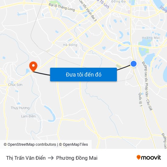Thị Trấn Văn Điển to Phường Đồng Mai map