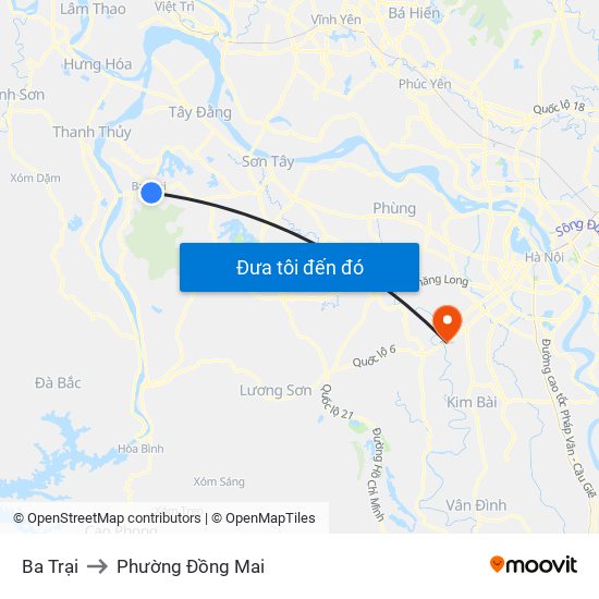 Ba Trại to Phường Đồng Mai map