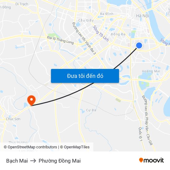 Bạch Mai to Phường Đồng Mai map