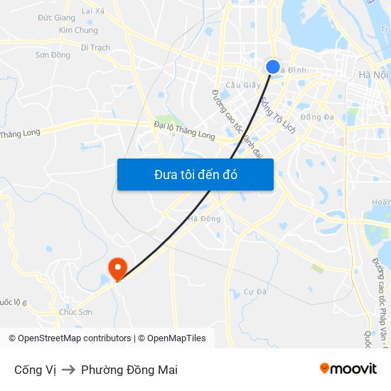 Cống Vị to Phường Đồng Mai map