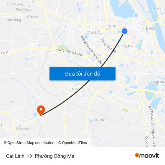 Cát Linh to Phường Đồng Mai map