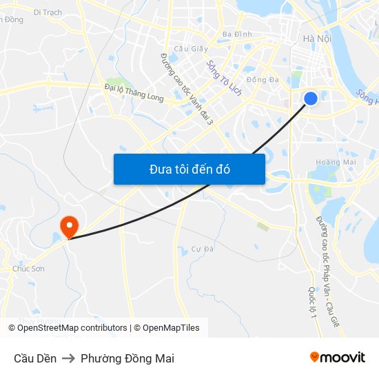 Cầu Dền to Phường Đồng Mai map