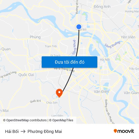 Hải Bối to Phường Đồng Mai map