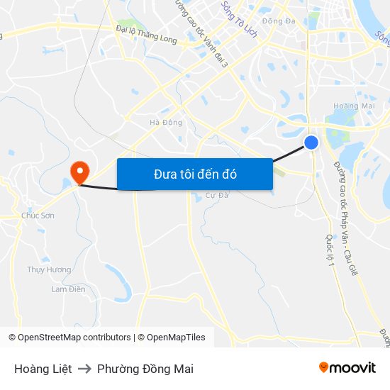 Hoàng Liệt to Phường Đồng Mai map