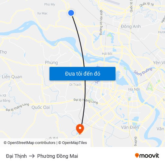 Đại Thịnh to Phường Đồng Mai map