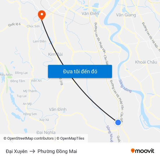 Đại Xuyên to Phường Đồng Mai map