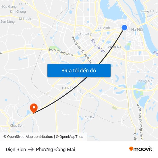 Điện Biên to Phường Đồng Mai map