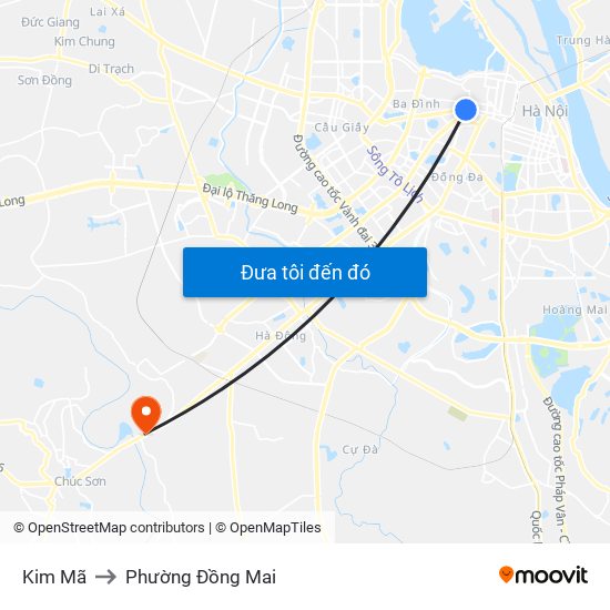 Kim Mã to Phường Đồng Mai map