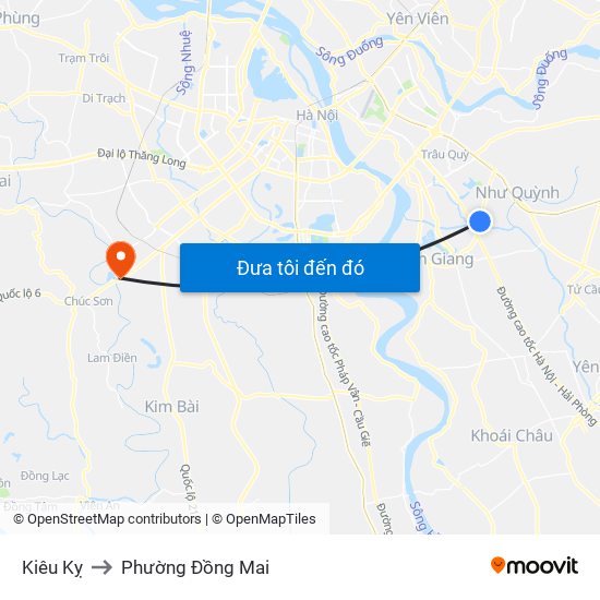 Kiêu Kỵ to Phường Đồng Mai map