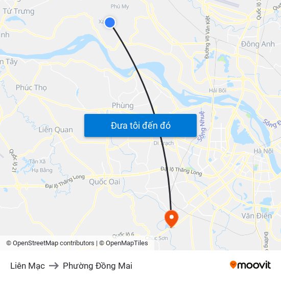 Liên Mạc to Phường Đồng Mai map