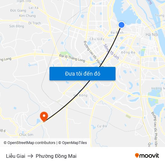 Liễu Giai to Phường Đồng Mai map
