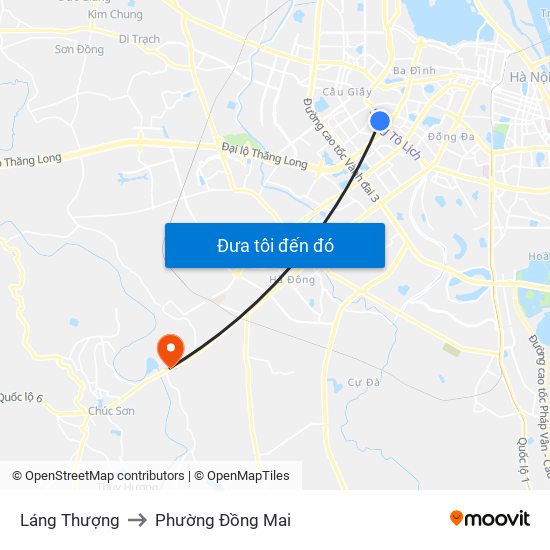 Láng Thượng to Phường Đồng Mai map