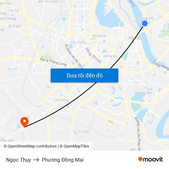 Ngọc Thụy to Phường Đồng Mai map