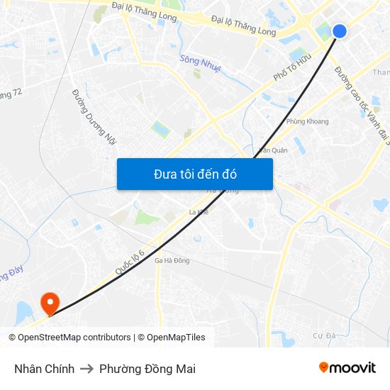 Nhân Chính to Phường Đồng Mai map