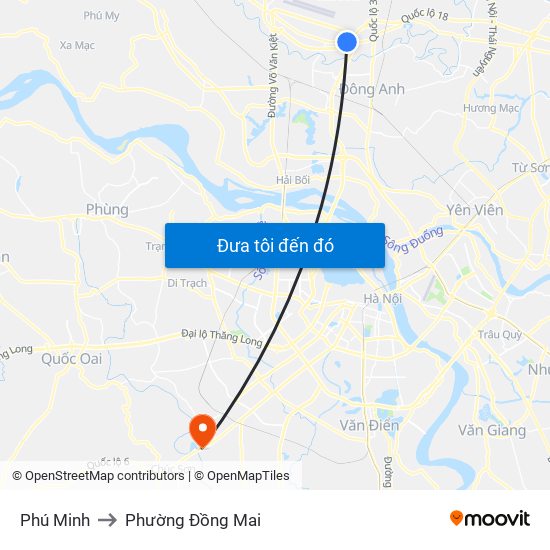 Phú Minh to Phường Đồng Mai map