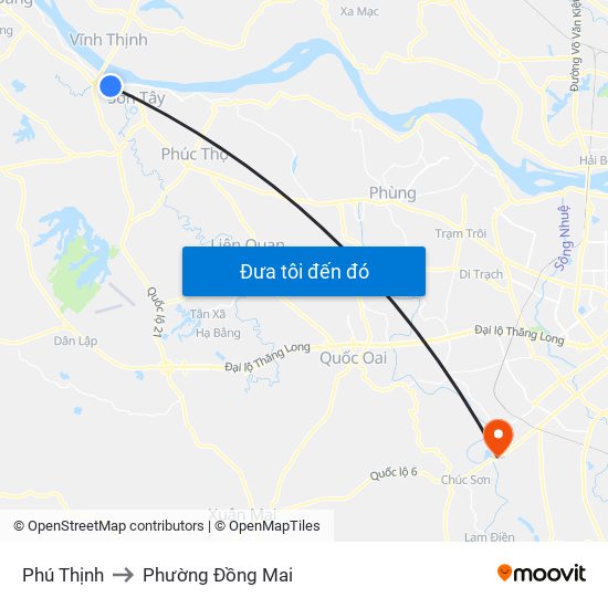Phú Thịnh to Phường Đồng Mai map