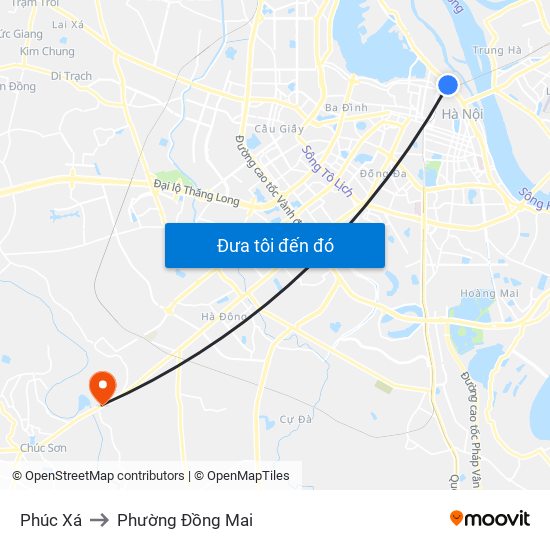 Phúc Xá to Phường Đồng Mai map